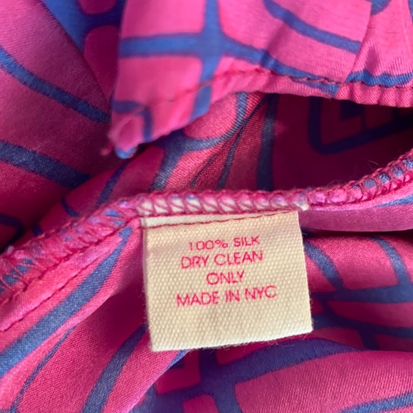 Alice & Trixie Silk Pink Blue Tie Neck Blouse - XS - Picture 10 of 10